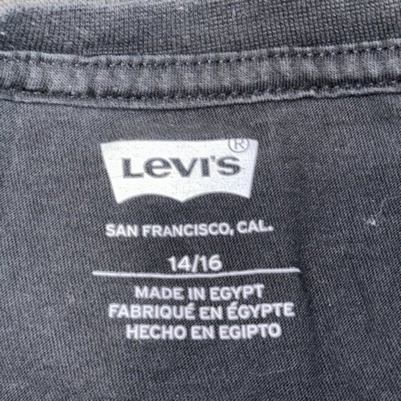 Levis Boys Long Sleeve Logo T-Shirt Black Crew Neck Cotton Size 14/16 - Picture 3 of 5